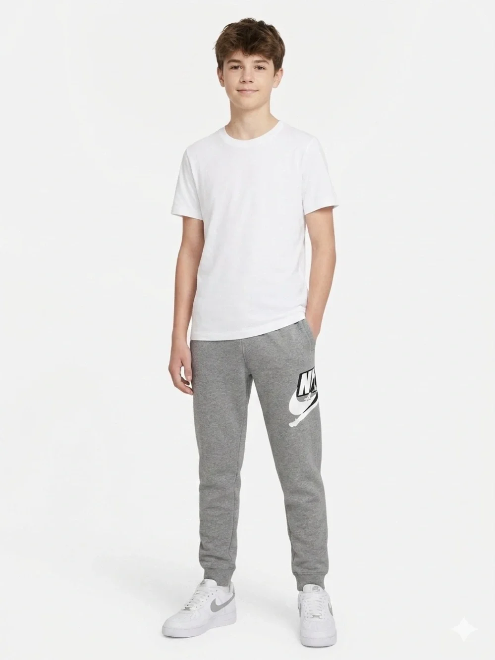 Nike Gray Logo Jogger Pants for Kids with White Swoosh Size XL 13-15 - Picture 1 of 5